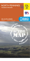 Ordnance Survey North Pennines - Teesdale & Weardale - OS Explorer Active OL31 Map