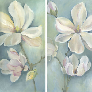 2 Set Teal Magnolias Flower Canvas,  000523