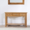 Abelia Console Table Rectangular In Oak With 3 Drawers