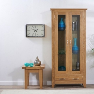 Abelia Wooden Display Cabinet In Oak With 2 Doors