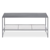 acre metal coffee table with open mesh shelf in grey