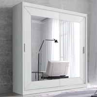 alanya mirrored wardrobe 2 sliding doors 200cm in matt white