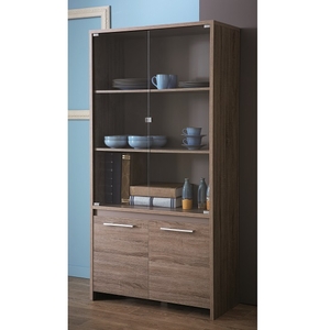Alaska Wooden Glass Display Cabinet In Dark Oak With 4 Doors