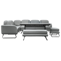 alcona garden dining set with fire pit table in slate