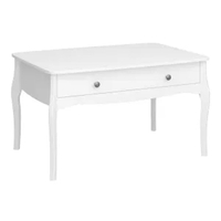 Alice Wooden Coffee Table In White With 2 Drawers