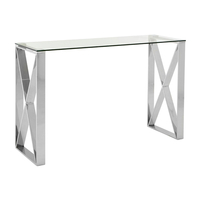 Alluras Rectangular Clear Glass Console Table In Silver