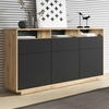altea wooden sideboard 3 doors 3 drawers in torus oak with led