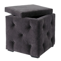 Alvaro Storage Box In Charcoal Velvet Style Fabric
