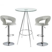 Amber Clear Glass Bar Table With 2 Fiona Cream Bar Stools