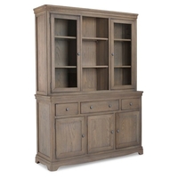 Ametis Large Display Cabinet In Grey Washed Oak With 5 Doors