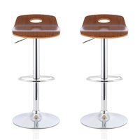 Andover Bar Stools In Walnut Veneer With Chrome Base In A Pair