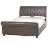 Andriana King Size Bed Chesterfield Style Faux Brown Leather