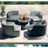 arica sunbrella fabric snug set and coffee table in grey