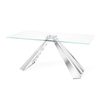 Arnside Clear Glass Dining Table With Stainless Steel Base