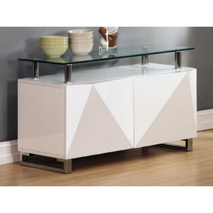 Aruba Clear Glass Top White High Gloss Finish 2 Door Sideboard