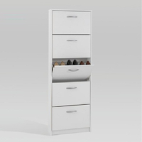 Atlanta Wooden Shoe Cabinet In White With 5 Drawer