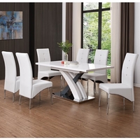 axara large extending grey dining table 8 vesta white chairs