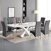 axara large extending white dining table 8 vesta grey chairs
