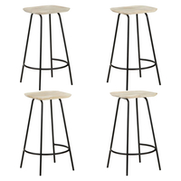 azul set of 4 wooden bar stools with black frame in natural