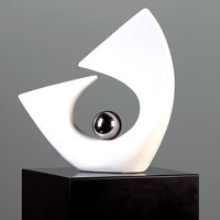 Balance Ball Sculpture In White With Silver Ball