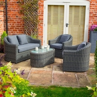 baxton outdoor sofa set with coffee table in grey weave effect