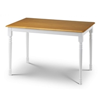 Beecher Wooden Dining Table In White And Oak Lacquered