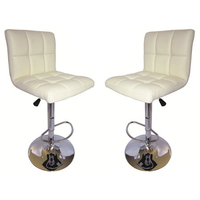 Blenheim Bar Stools In Cream Faux Leather in A Pair