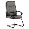 Blitz Leather Cantilever Visitor Chair In Black With Arms
