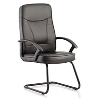 Blitz Leather Cantilever Visitor Chair In Black With Arms