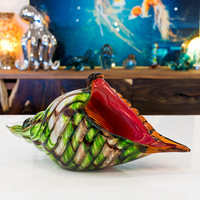 bogota glass shell ornament in green and red