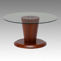 Bolero Circular Coffee Table In Clear Glass With Walnut Base