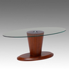 Bolero Oval Coffee Table In Clear Glass With Walnut Base