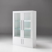Breta Display Cabinet Wide In White High Gloss And LED Lighting