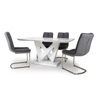 Brezza Gloss Marble Effect Dining Table With 4 Dark Grey Chairs