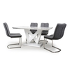 Brezza Gloss Marble Effect Dining Table With 4 Light Grey Chairs