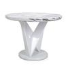 Brezza Gloss Marble Effect Round Dining Table With White Frame
