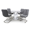 Brezza Round Marble Effect Dining Table With 4 Light Grey Chairs