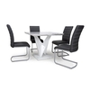 Brezza Square Marble Effect Dining Table With 4 Black Chairs