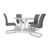 Brezza Square Marble Effect Dining Table With 4 Grey Chairs
