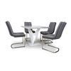 Brezza Square Marble Effect Dining Table With 4 Light Grey Chair