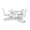 Brezza Square Marble Effect Dining Table With 4 White Chairs