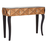 Brice Mirrored Glass Console Table With 2 Drawers In Copper