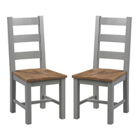 Bylant Grey And Natural Wooden Dining Chairs In Pair