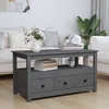 Cadell Pine Wood Coffee Table With 3 Drawers In Grey