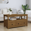 Cadell Pine Wood Coffee Table With 3 Drawers In Honey Brown