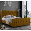 Cadott Plush Velvet Double Bed In Mustard