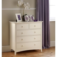 caelia chest of drawers in stone white with 5 drawers