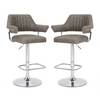 calais charcoal leather bar stools with chrome base in pair