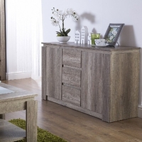 camerton wooden sideboard in oak with 2 doors and 3 drawers