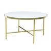 camrose glass coffee table with metal frame in gold